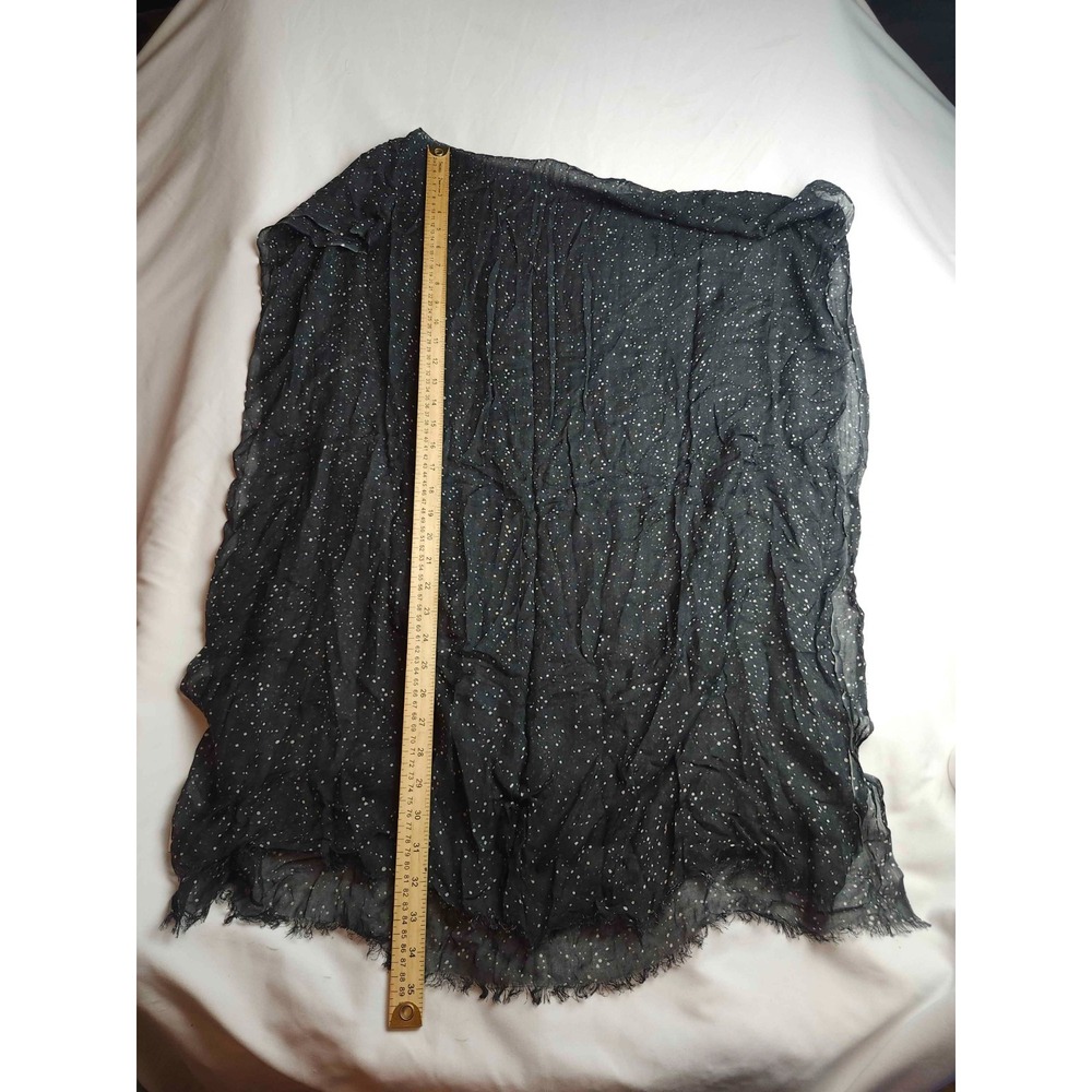Peruvian Connection Scarf Women One Size Black Star Print Modal Woven Raw Edge